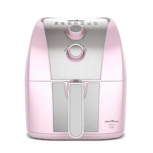 Fritadeira elétrica Air Fryer Britânia BAFE53 rosa com controle duplo de temperatura e tempo, capacidade de 5,5 litros.